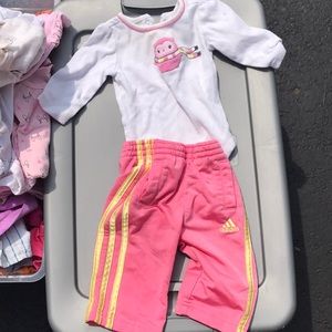 Pink adidas pants with long sleeve shirt